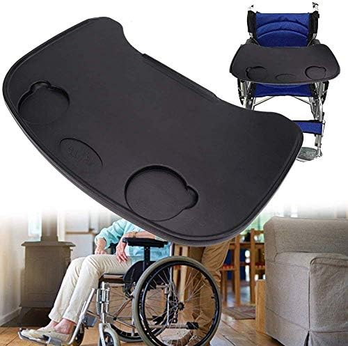 車椅子トレイテーブル カップ付きポータブルトレイデスクアクセサリー マーケティング ライティング および食事用 リーディング 標準およびデスク ホイールチェアアームに取り付け