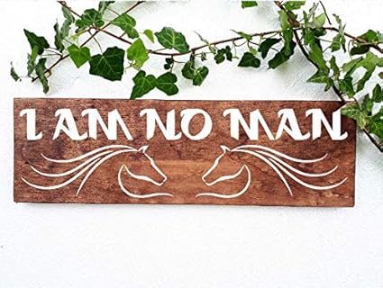 Gale66lucy I Am No Man Sign Lord Of The Rings Sign Eowyn Quote Lotr Lord Of The Rings Inspired Wood Sign Wooden Sign Wood Decor Rohan Amazon Co Uk Kitchen Home