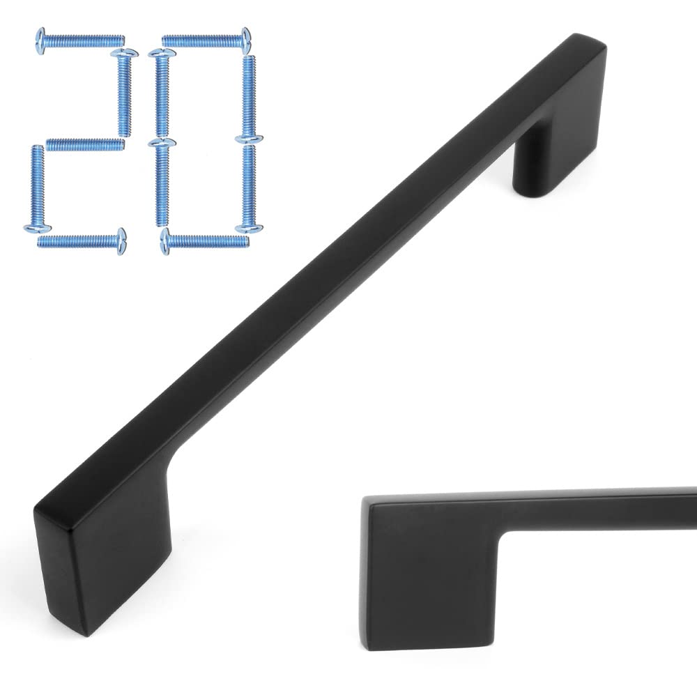 KOOFIZO 20 Pack 5 Inch Matte Black Kitchen Cabinet Pulls Black Cabinet Handles Black Cabinet Hardware for Kitchen Cabinets Drawer P01 Dresser Cupboard Bedroom Bathroom Image