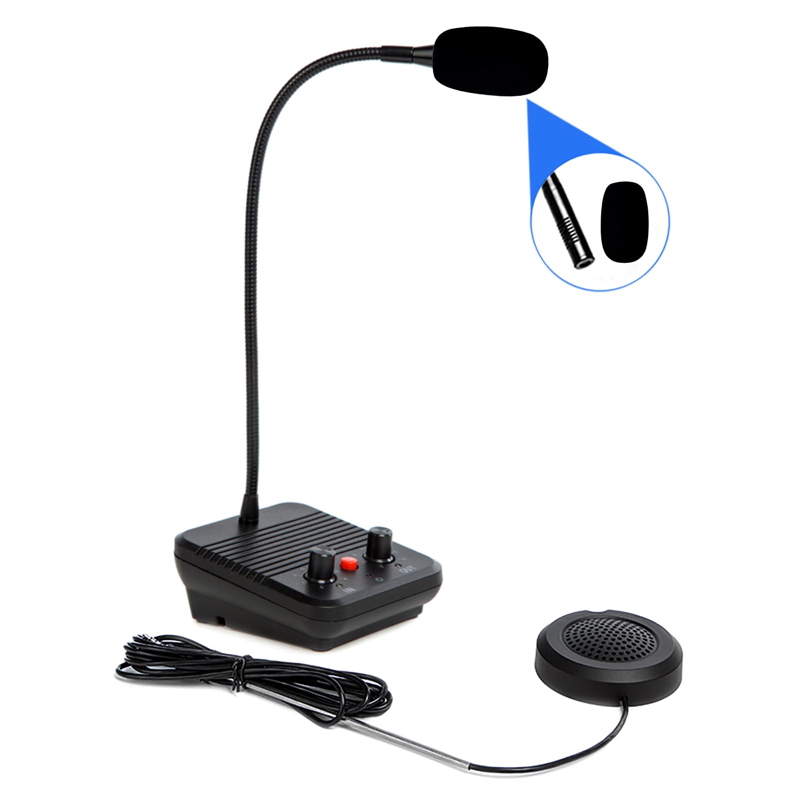 Photo 1 of KOQICALL Window Intercom Speaker System, Dual-Way Intercommunication Microphone Teller Window Speaker Talk Through Glass Window Counter Intercoms for Business/Bank/Office/Hospital