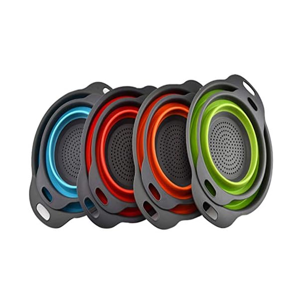 YCYM-Direct-Set-of-2-Collapsible-Colander-with-Handle-Folding-ColanderSilicone-Colander-for-Kitchen-Strainer-Space-Saver-2-SizeRed YCYM-Direct Set of 2 Collapsible Colander with Handle Folding Colander,Silicone Colander for Kitchen Strainer Space…