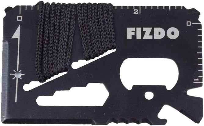 FIZDO Stainless Steel Light Weight Multi-Purpose Credit Card Shaped Tool Safety Knife with 14 Functions (Small)