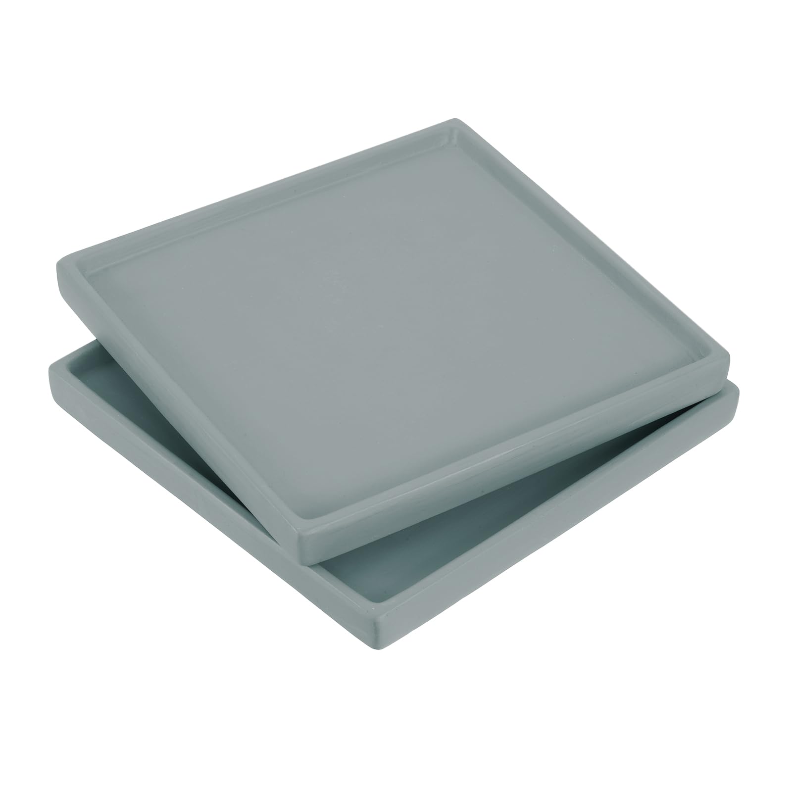 PATIKIL 8 Inch Plant Pot Saucers, 2 Pack Ceramic Square Plant Saucer Tray Flower Planter Drip Tray for Indoors Outdoors Patio Balcony, Dark Grey