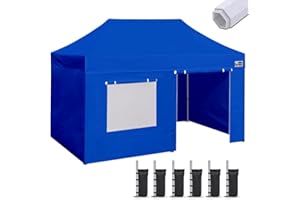 Eurmax USA Premium 10'x20' Pop-up Canopy Tent Party Tent Commercial Instant Canopies Shelter with Removable Sidewalls with Wheeled Carry Bag Bonus 4 Sand Bags(Blue)
