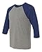 Canvas C3200 Unisex 3 By 4-Sleeve Baseball Tee - Grey & Navy Triblend, Medium