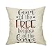 Fjfz 4th of July Land of The Free Because of The Brave Patriotic Quote Decor Tutorial Sign Decoration Cotton Linen Home Decorative Throw Pillow Case Cushion Cover with Words for Sofa Couch, 18