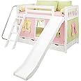Maxtrix Laugh Girl Twin Over Twin Slat Slide Tent Bunk Bed