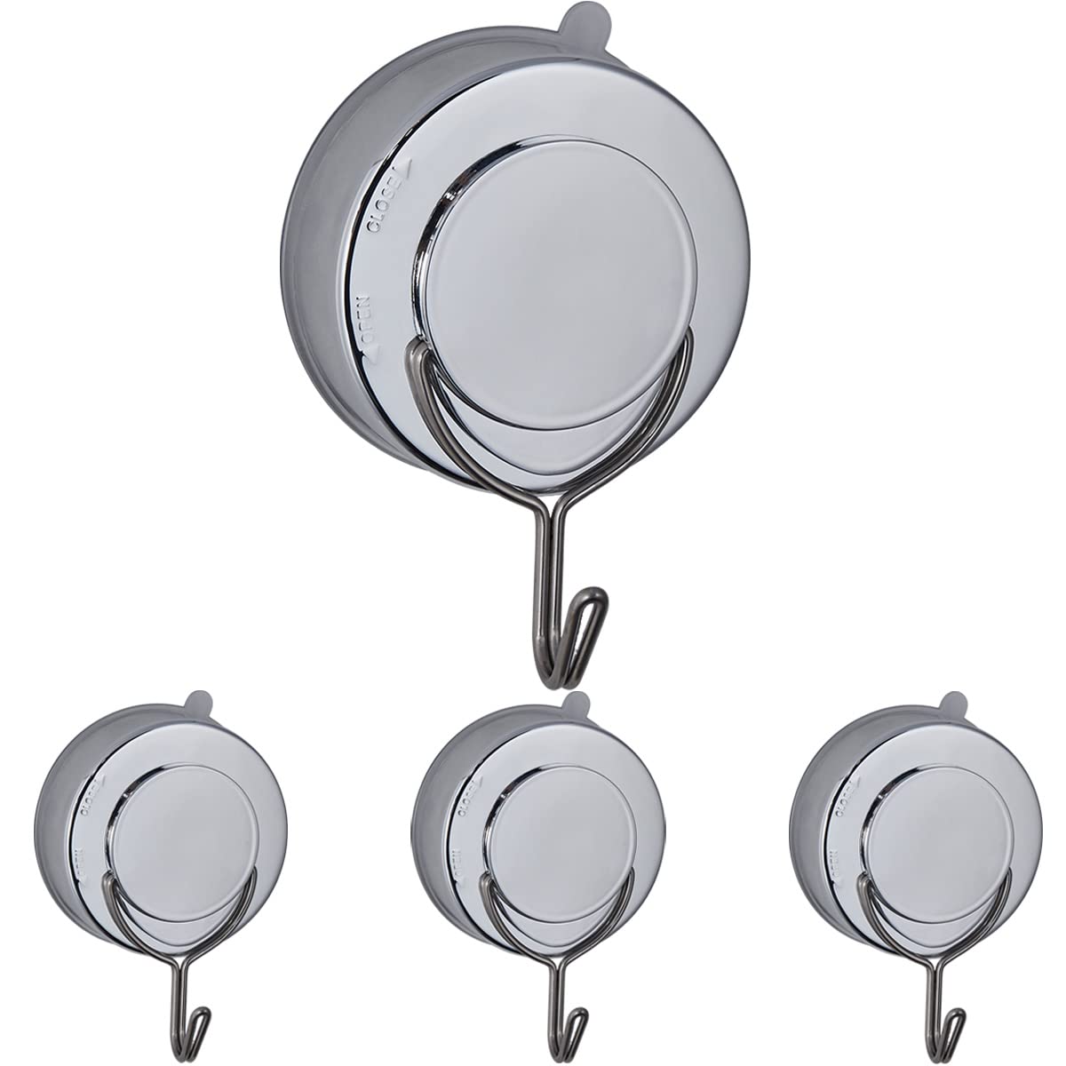 Removable Suction Hooks 4 Pack Heavy Duty 8KG, Wall Hooks Stick on Kitchen Back of Door Window, Shower Hooks with Suction Cup for Bathroom Hanging Robe Bath Towel, Sticky Hooks Screw Free No Drilling