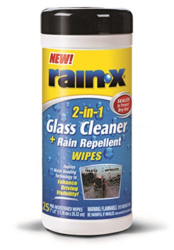 Rain-X 630022 Glass Cleaner and Rain Repellent Wipes - 25 Count