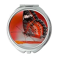Yanteng made magical colors butterfly orange black free Wallet mirror, makeup mirror, pocket mirror (portable mirror)