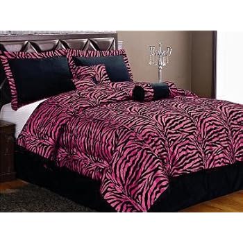Amazon.com: 7 PC MODERN BLACK HOT PINK ZEBRA FLOCK