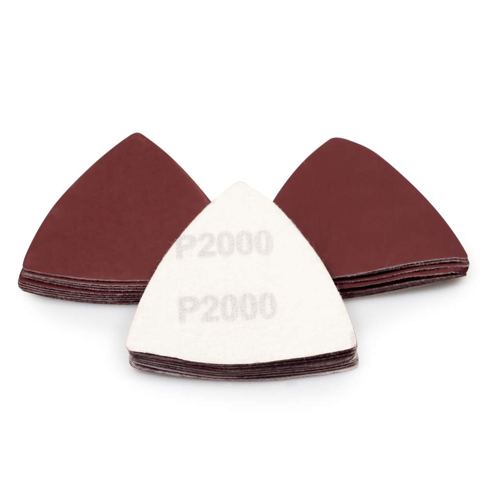 SPEEDWOX 30 Pcs Hook and Loop Triangle Sandpaper 2000 Grit 80mm 3-1/8 Inches for Oscillating Multi Tool Detail Sander Sanding Discs Triangle Sanding Pads — image 1