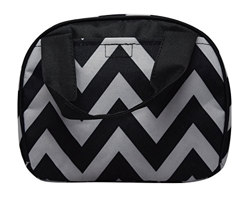 9 In Small Reusable Zippered Top Insulated Lunch Bag (Black Chevron) - Thumbnail 4