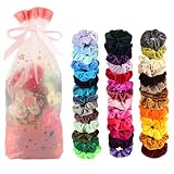 40 Pcs Velvet Scrunchies for Hair, Elastics Bobbles Hair Bands Scrunchy Hair Tie Ropes Scrunchie for Women Girls Hair Accessories with Collection Bag