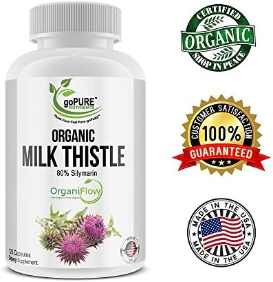 Best Milk Thistle Organic Liver Cleanse &amp; Detox Capsules - 1875 mg Whole Food Pure Herb Seed Extract - Cardo Mariano Standardized 80% Silymarin - 120 Servings 375 mg Each Vegan Supplement Pills