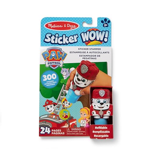 Melissa & Doug Sticker Wow!™ 24-Page Activity Pad and Sticker Stamper, 300 Stickers, Arts and Crafts Fidget Toy Collectible Character – PAW Patrol Marshall - FSC Certified