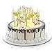 Norme Birthday Cake Candles Metallic Gold Tall Thin Candles Slow Burning Candles in Holder, Gold Glitter Cake Topper Set (24 Pieces Birthday Candles)