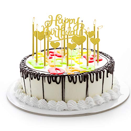 image for Norme Birthday Cake Candles Metallic Gold Tall Thin Candles Slow Burni