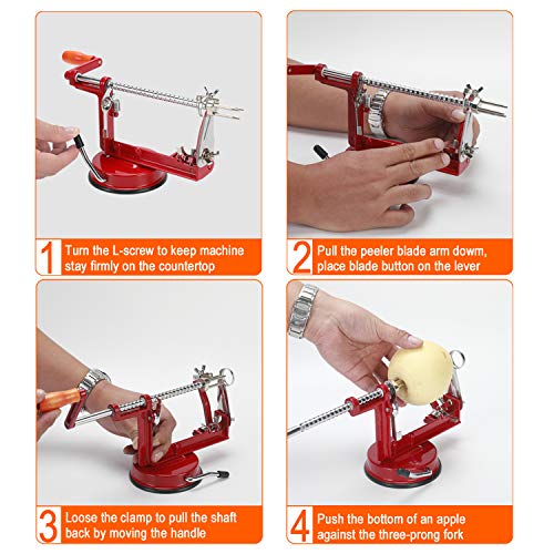 Apple Peeler Stainless Spiral Blades Durable Heavy Duty Chrome Plated