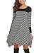 Beyove Women Casual Long Sleeve Handkerchief Hem Striped Tunic Loose T Shirt Dress Medium