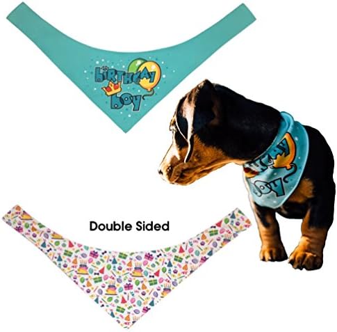 Happy Birthday Bandana for Pet Dog, Cat, Rabbit, Small Animal (Boy / Small)