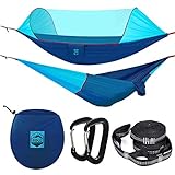 Ridge Outdoor Gear Camping Hammock with Mosquito Net - Ripstop Nylon - Ultralight Hammock Tent Bundle with Bug Netting, Straps, Carabiners