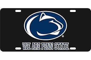 Elite Fan Shop NCAA Mirrored Acrylic License Plate Black