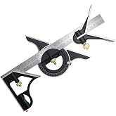 DUEBEL Combination Square - 12' Stainless Steel Multi-Function Carpentry Square with Right 90 Degree Angle Ruler