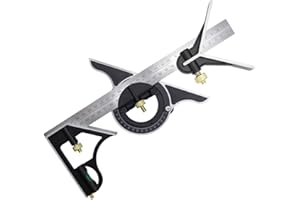 DUEBEL Combination Square - 12' Stainless Steel Multi-Function Carpentry Square with Right 90 Degree Angle Ruler