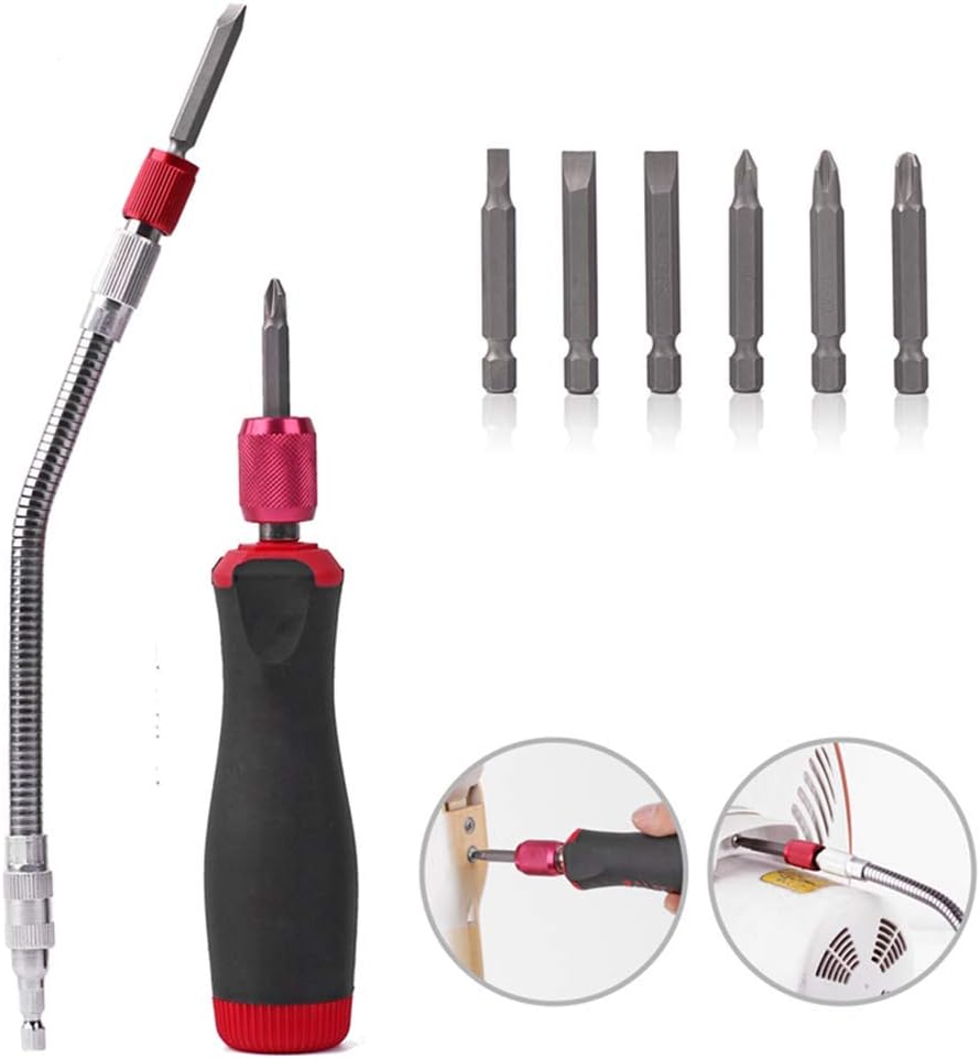 Compact Precision Curved Rod Screwdriver Set with Flexible Shaft and