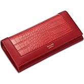 PORRASSO Women Wallets Elegant Purse Ladies Wallet Card Holder Multi-Compartment Wallet Phone Bag Change Pouch Red