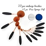 Qivange Oval Makeup Brush Set, Toothbrush Foundation Eyeshadow Brushes(10pcs, Black with Rose Gold)