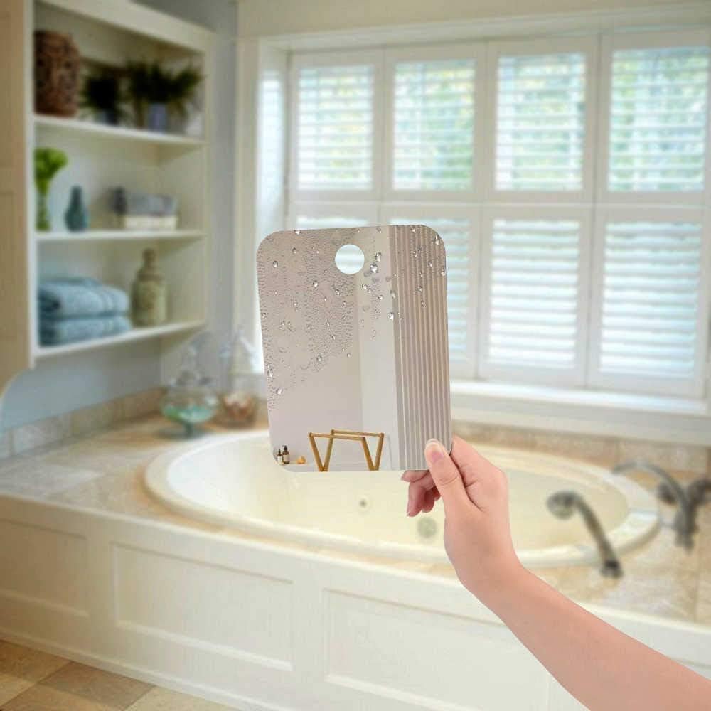 Suction Cap Bathroom Shower Shaving Mirror with Bonus Long-Lasting Removable Adhesive Hook, Shatter Resistant, Fog-Free Capable -