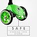Globber 3 Wheel Kick Scooter with Patented Steering Lock and Optional LED Light Up Wheels (Green/Black)