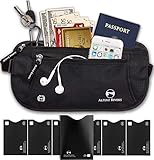 Alpine Rivers Money Belt - RFID Blocking Hidden Travel Wallet + 7 Bonus Sleeves