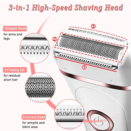 Electric Razor for Women, ISTON Rechargeable Wet and Dry Painless Lady Shaver Body Hair Remover for Face Legs Underarms and Bikini Trimmer Cordless Waterproof Hair Shaver with LED Battery Life Display - Thumbnail 4