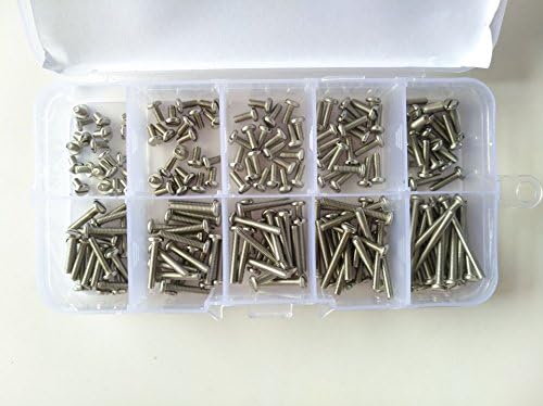200PCS M2.5 slotted screws pan head bolts stainless steel one slot round screw 4mm-30mm length bolt Assortment