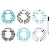 Blulu Clothing Rack Size Dividers Round Hanger Dividers Blue and Gray with Marker Pen, Dot, Star and Grid (6 Pieces)
