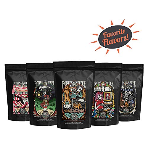 Bones Coffee Favorite Flavors Sample Pack Flavored Ground Coffee Beans 