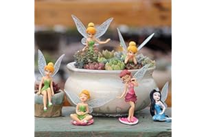 HAOMIAN 6Pcs Set Miniature Fairies Figurines Accessories, Planter Pot Hanger Decorations Fairies Flower Pot Plastic Fairy Garden Figurines Angel Accessories Ornaments for Outdoor Decor