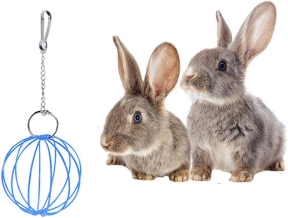 Qiwenr 2Pcs Stainless Rabbits Feeding Grass Ball,Pets Hay Ball Pet Grass Frame Food Feeder Rabbit,3.15inch Hay Dispenser Holder Guinea Pig Bunny Hay Ball Feeder Hanger Accessories for Small Animals - Image 3