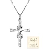 sagrence 925 Sterling Silver Infinity Cross Necklace for Women Christian Jewelry Faith Religious Pendant Inspirational Gift for Mom Daughter