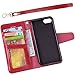 Arae Case for iPhone SE 2022 / iPhone SE 2020 / iPhone 8 / iPhone 7, Wallet Case with Card Holder PU Leather Flip Cover, Wine red