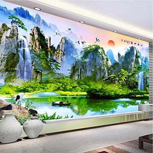 3d壁紙中国風自然風景湖の風景写真壁壁画リビングルーム研究防水3dステッカー 450x300cm 新作入荷