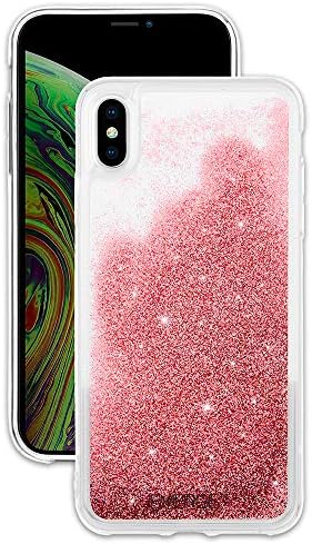 EMERGE SNOW GLOBE iPhone XS Max Glitter Cell Phone Case - Flowing Liquid Glitter Pink