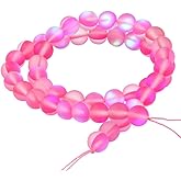 Matte Aurora Crystal Glass Beads Gemstone 8MM Pink Frosted Glitter Shining Mermaid Round Loose Beads Frosted Moonstone for Jewelry Making