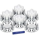 United Pacific10308 Axle Hub Cover Kit, Chrome, Pointed, with 33mm Spike Nut Cover & Nut Cover Tool