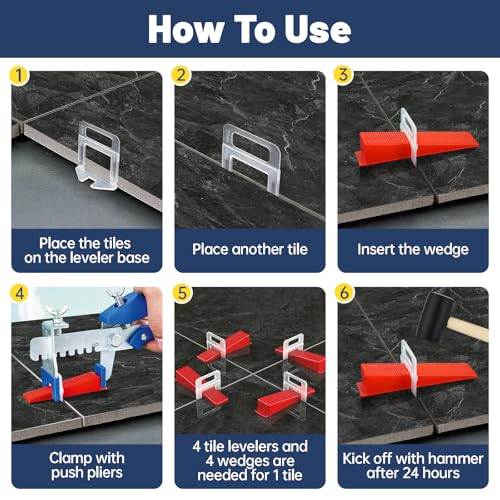 Haoledy 1000 Pieces Self Leveling 2 mm Tile Tile Leveling System Kit Self Leveling Tile Tile Leveling Tabs for Floor Wall Tile Installation