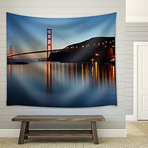 Golden Gate Bridge at Twilight. San Francisco, USA - Fabric Wall Tapestry Home Decor - 51x60 inches