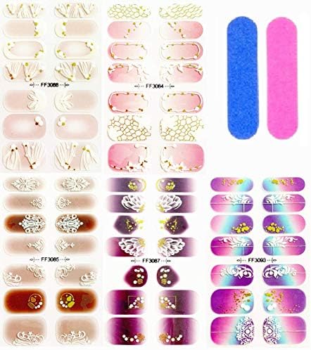 ANPHSIN Nail Stickers, Set of 5, European Style, Raised 3D Effect, 3D Effect, Comes with Nail Files, Glossy, Just Stick On, Manicure, Nail Art, Nail Wrap, Nail Sticker, Nail Accessory, Nail Parts, Long Lasting, Romantic Women, Easy, Cute, Gorgeous, Wedding, Beginners, Undamaged, Gift, Stylish (European Style, Embossed – 5 pcs pink)